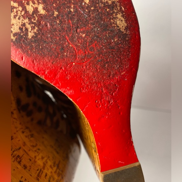Christian Louboutin Melides ponyhair wedge pumps open toe leopard 35.5